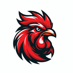 Angry red rooster head logo vector image