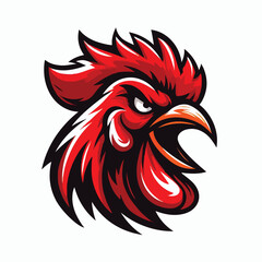 Angry red rooster head logo vector image