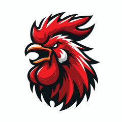 Angry red rooster head logo vector image