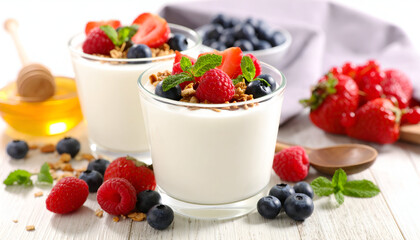 Yogurt Parfait with Berries  Granola.