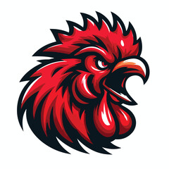 Angry red rooster head logo vector image