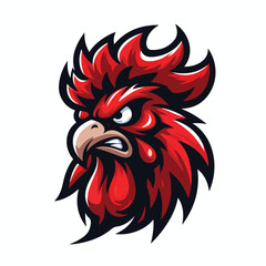 Angry red rooster head logo vector image © Gusti Aji