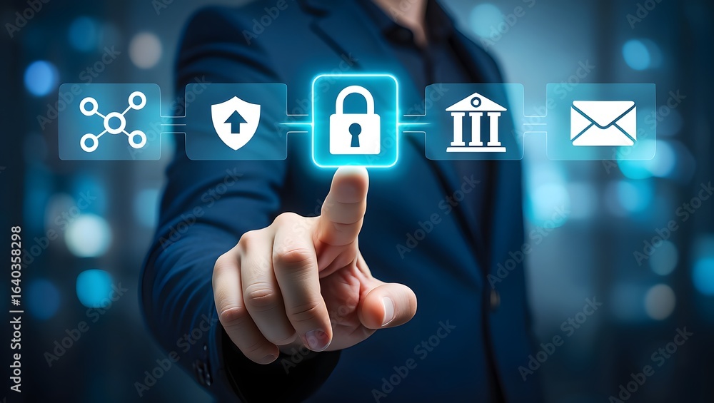 Aufkleber cybersecurity and privacy concepts to protect data. lock icon and internet network security technolo