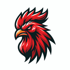 Angry red rooster head logo vector image