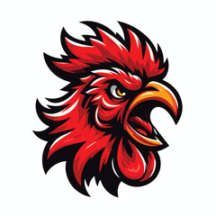 Angry red rooster head logo vector image