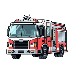 A vibrant, modern illustration of a red and white fire engine, complete with flashing emergency lights, ready for urgent rescue operations and public safety initiatives.