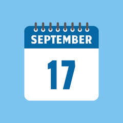 september 17 calendar icon Vector page month design