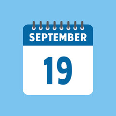 september 19 calendar icon Vector page month design
