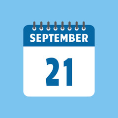september 21 calendar icon Vector page month design