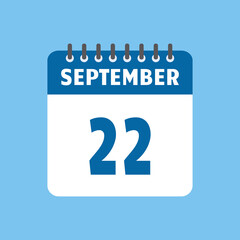 september 22 calendar icon Vector page month design