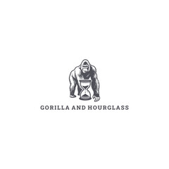 Obraz premium Gorilla and hourglass logo with a bold and timeless design for strong branding.