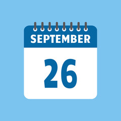 september 26 calendar icon Vector page month design