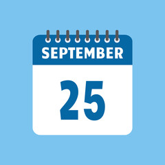 september 25 calendar icon Vector page month design
