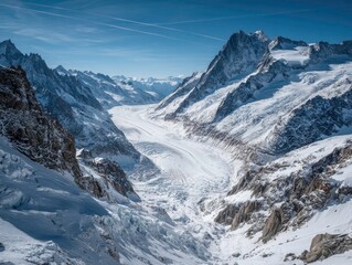 Alpine glacier valley under a vibrant sky