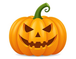 Festive Halloween pumpkin with a spooky carved face on white background