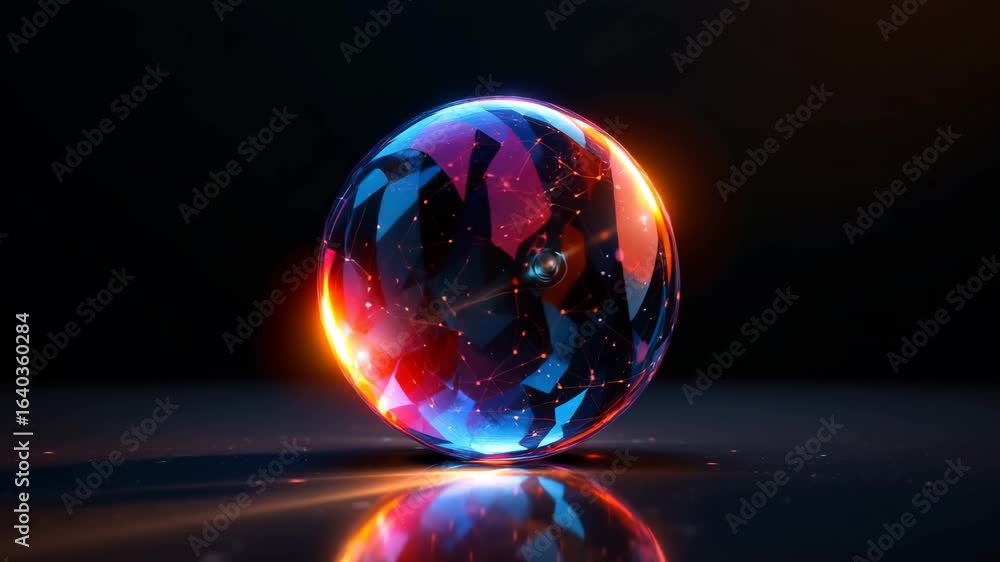 Aufkleber illuminated sphere: a vibrant, futuristic sphere glows with a mesmerizing interplay of light, its co