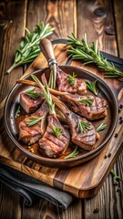 Juicy lamb chops grilled to perfection on a sizzling hot skillet