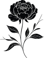 Elegant Black Rose Stencil Vector Design on White Background