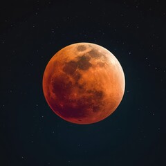 The moment of a total lunar eclipse glowing in the night sky. 