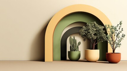 Fototapeta premium Minimalist home decor with plants