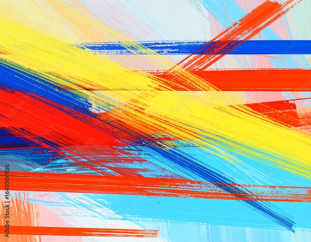 Poster expressionistic brushstroke composition displaying vibrant hues creating a dynamic artistic flair