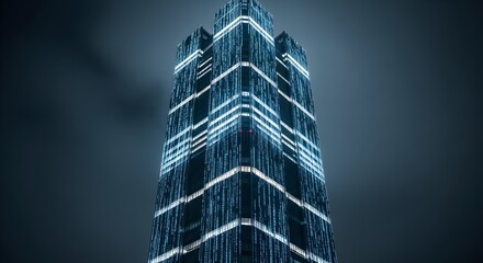 Data Stream Skyscraper Night