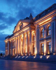 Obraz premium Grand Classical Building Night Exterior
