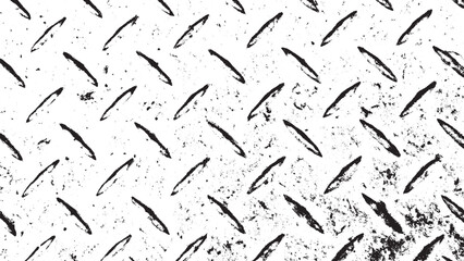 Distressed Black and White Diamond Plate Grunge Texture Vector