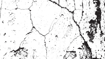 Distressed Black and White Cracked Wall Texture Overlay Vector Design