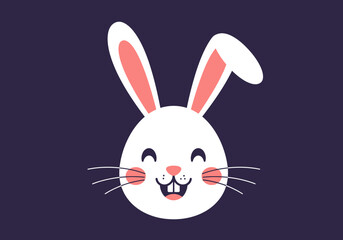 Fototapeta premium A cute and cheerful rabbit head character illustration. Happy white bunny with a smiling face and buck teeth, perfect for Easter celebration graphics.