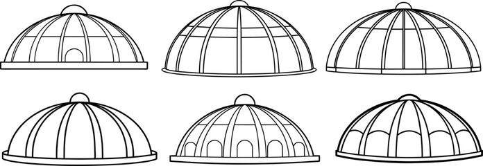 Set of Dome black outline vector and illustration, coloring book page