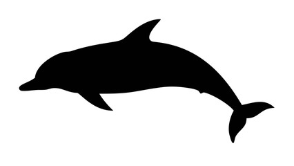 Fototapeta premium Silhouette of a dolphin swimming gracefully in the ocean with its dorsal fin and tail clearly visible