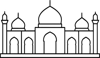 Mosque outline vector illustration, line art
