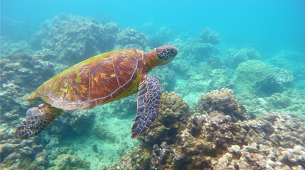 Fototapeta premium sea turtle swimming in water