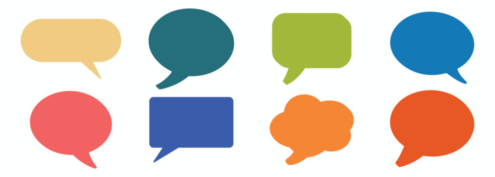 Set of different speech bubbles. Communication concept, Speak bubble text, vector set of flat message bubbles. Vector illustration balloon speak signs