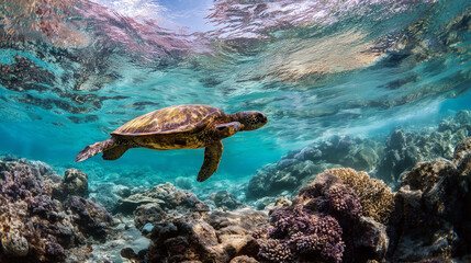 Obraz premium turtle swimming in the sea