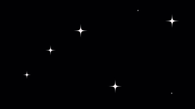 Stars blinking sparkle animation on black background. Twinkle light glitter stars sparkling. Pulsing stars- twinkling starry night sky. Twinkle stars light animation. Twinkle light stars sparkle.