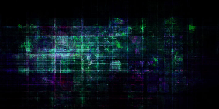 Industrial Grunge Metal Background With Tech Overlay