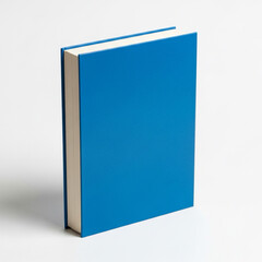 Blue hardcover book, closed, isolated on bright white background