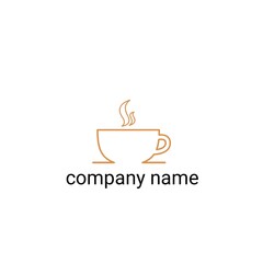 This logo features a minimalist illustration of a cup of coffee with elegant, clean lines in a light brown (caramel shade). The steam rising from the cup is depicted by three curved lines.