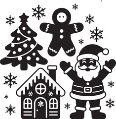 Christmas holiday black icon bundle silhouette vector illustration set