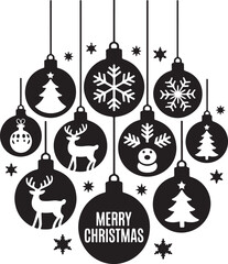 Christmas holiday black icon bundle silhouette vector illustration set