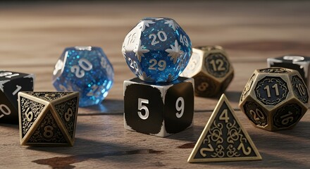 Action-Packed Dice Rolling, Tabletop Game Adventure, Cozy Room Setting, Digital Illustration, Captivating Viewpoint, Fantasy Concept