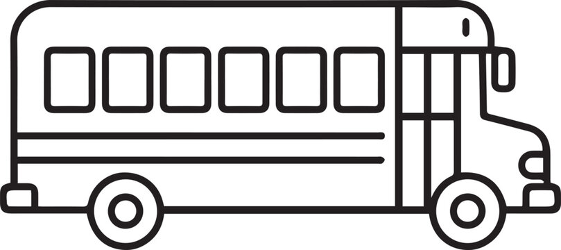 Classic school bus line art icon for back to school designs, offering a nostalgic touch for education-themed projects with its clean, simple design