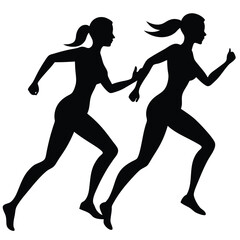 Obraz premium Female runners passing baton running women