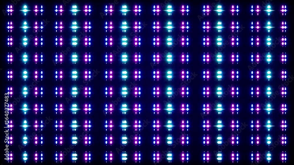 Poster flashing grid of pulsating neon lights