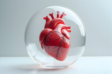 Heart in Transparent Sphere Medical Concept Illustration