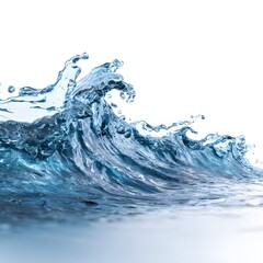 Crystal Clear Water Wave Isolated on White Background &ndash; Macro High-Speed Photography Splash