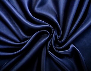 Fototapeta premium Luxurious dark navy blue silk fabric with elegant draping 