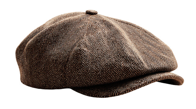 Classic Brown Newsboy Cap on Transparent Background, PNG